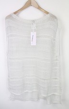 T-Shirt Femme L Argent Sans Manches Mélange De Coton Transparent I