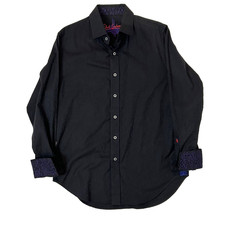 Robert Graham Embroidered Damask Jacquard Flip Cuff Button Down Shirt Size M