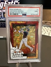 2024 Donruss - Jackson Merrill #4 Bomb Squad Red Ice /149 PSA 9 Pop 5