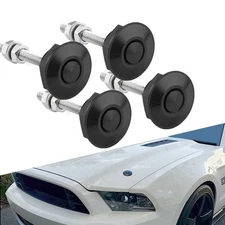 4pcs Car Button Bonnet Push Pins Release Quick Hood Clip Bumper Lock Black Latch