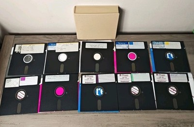 Lot of 10 Floppy 5.25'' Disk Diskettes Vintage 70s 80s Floppies Software In Case