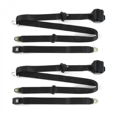 Chevy Impala 1959 - 1960 Standard 3pt BK Retract Bucket Seat Belt Kit-2 Belts 