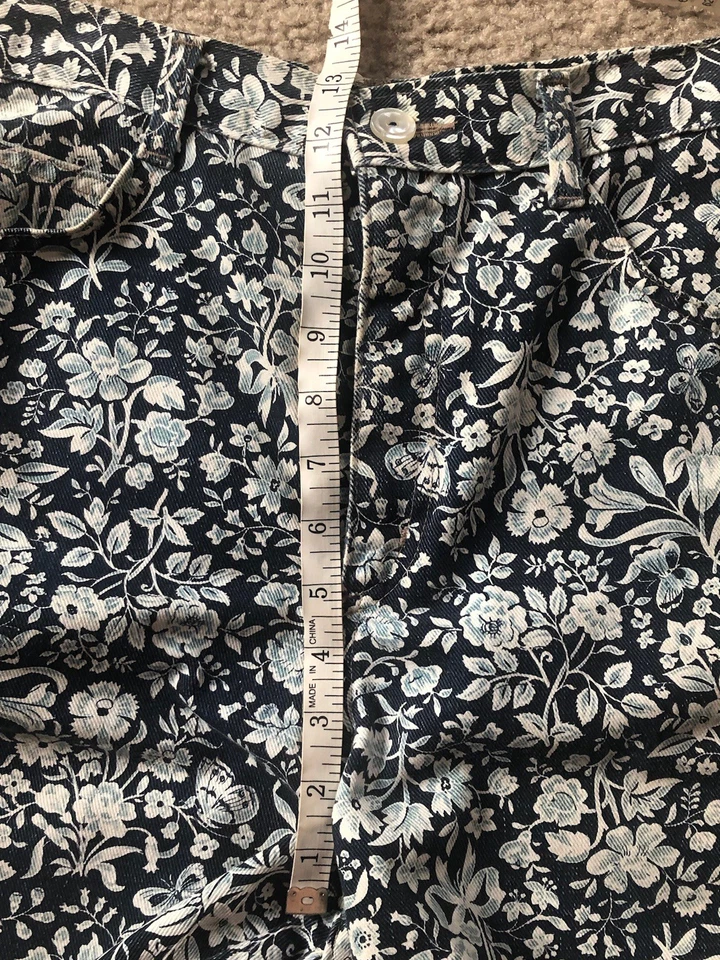 Pantalones Cortos De Colección Hunt Club Para Mujer 8 Azul Marino Denim Estampado Floral Dobladillo Deshilachado Mamá Algodón Foto 4 de 4