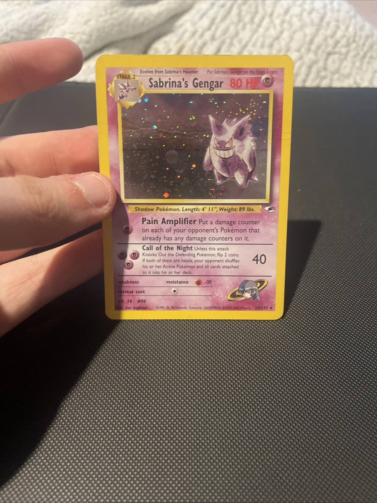 Sabrina’s Gengar 14/132 Holo Rare – Gym Heroes – Vintage Pokémon Card MP