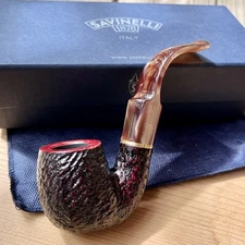 Savinelli Roma LUCITE Bent Billiard Oom Paul (614 KS) 6mm Filter Pipe - New