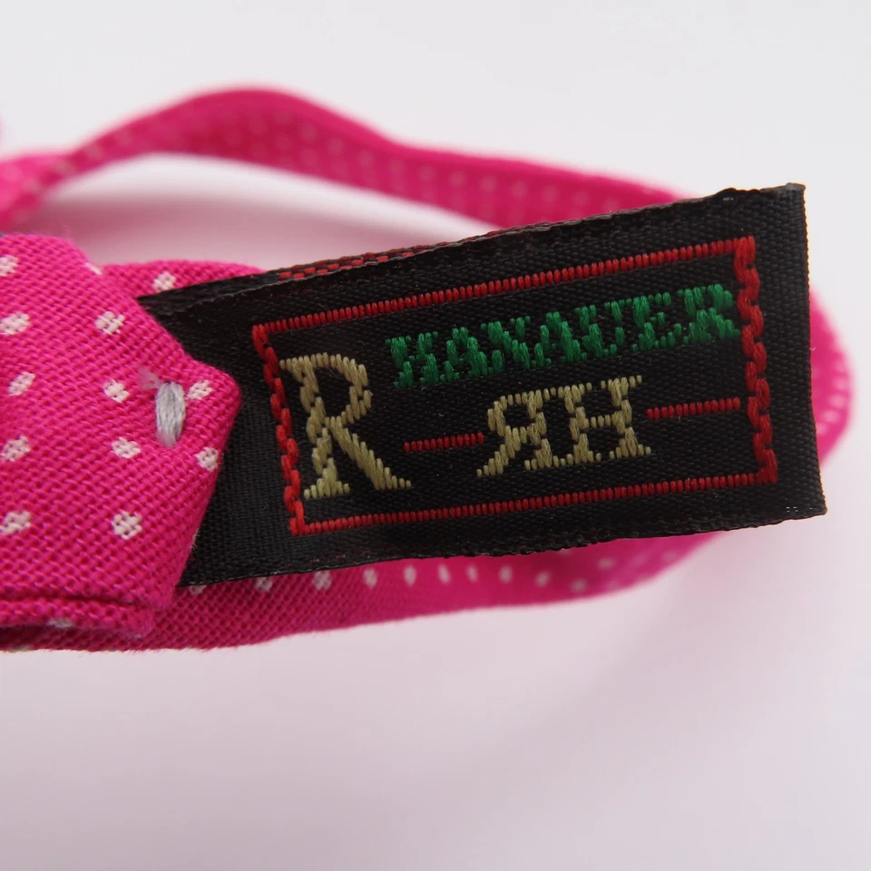 Pajarita R Hanauer rosa blanco a lunares 2,5" de ancho con corbata de algodón EE. UU. Foto 3 de 4