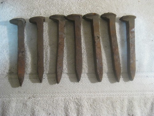 Lot of 7 High Carbon Railroad Spikes, Blacksmith, Knife, Forge- Free delivery
