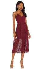 ASTR The Label Burgundy Floral Lace Midi Dress Size M Revolve Wedding Guest EUC