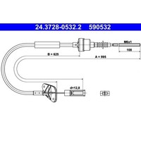 1X Seilzug, KupplungsbetäTigung ATE 24.3728-0532.2 Passend FüR Fiat Ford