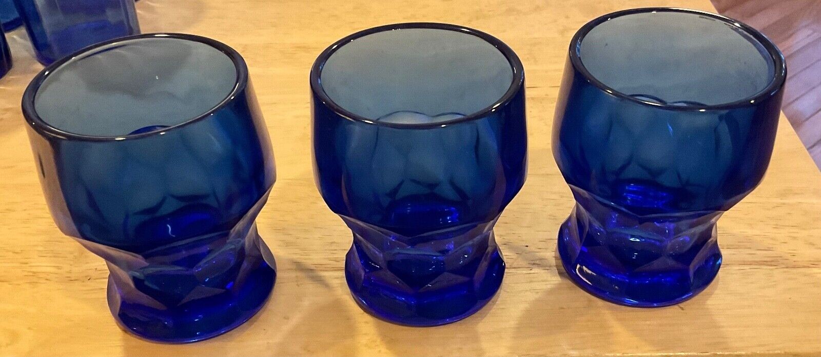 Set of vintage Heavy Cambridge Georgian Cobalt Blue Juice Glasses 3 1/4”  4 oz