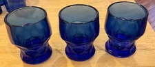 Set of vintage Heavy Cambridge Georgian Cobalt Blue Juice Glasses 3 1/4”  4 oz