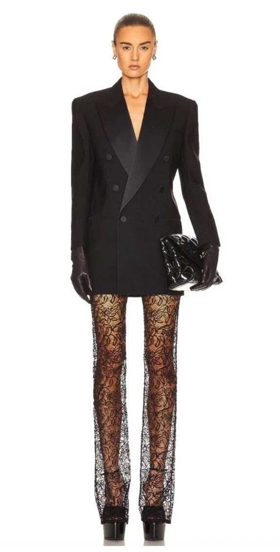 Saint Laurent — Saint Laurent Straight Leg Lace Pants 38