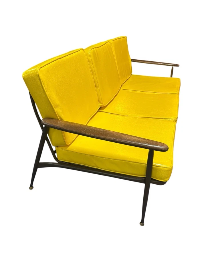 Sofá sofá vintage MCM Baumritter de metal y madera PATIO sol porche con cojines años 60 Foto 4 de 4