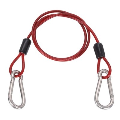 1Pcs 1.6ft (19.7'') Security Steel Cable with Snap Hook for Travel, Clear Red