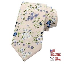 Men Skinny Tie Cotton Floral Necktie for Wedding Groomsmen Tie N-50
