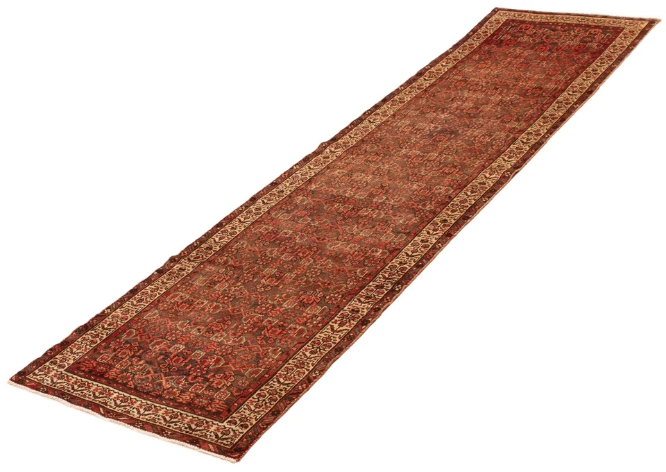 Tapete de corredor tradicional oriental 3'5" x 12'10" vintage feito à mão tapete de lã - Imagem 4 de 4