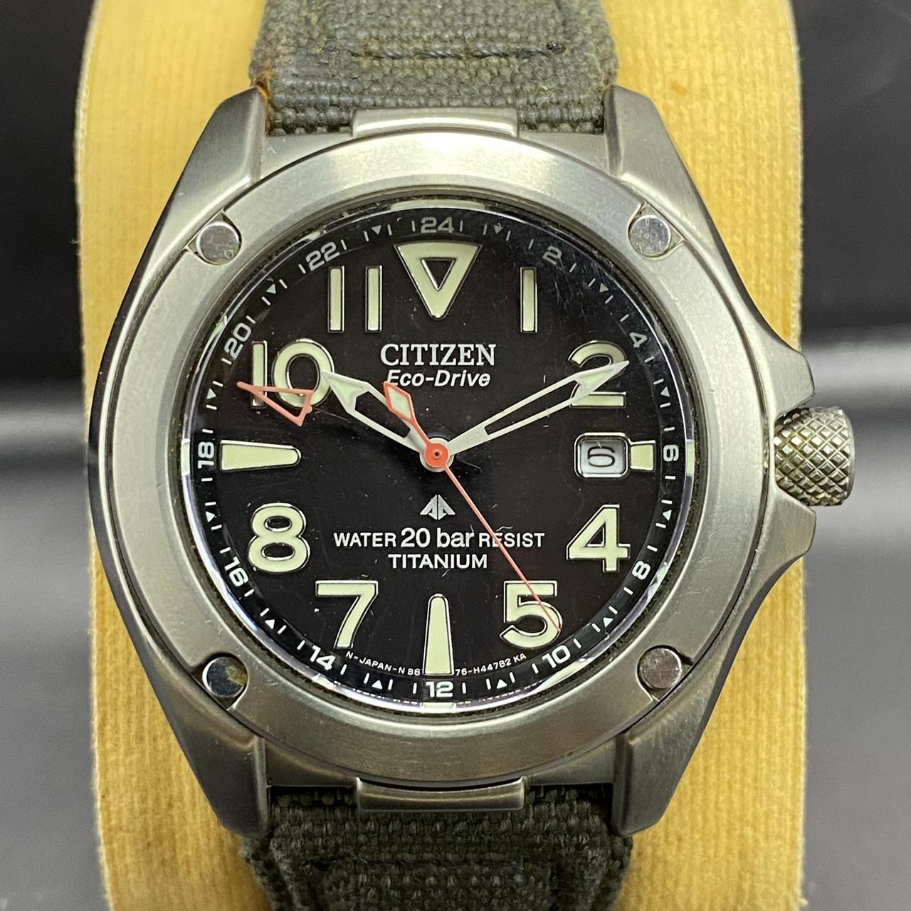 Vintage Drive Promaster Citizen Watch Eco Nylon Black Date Dial Solar Rare Men - vintagewatches.pk