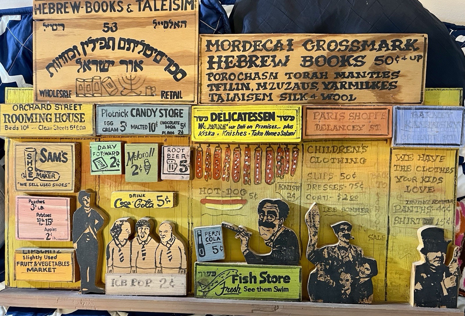 Harry Glaubach Original Signed "Old Days Manhattan" Wooden Diorama Art