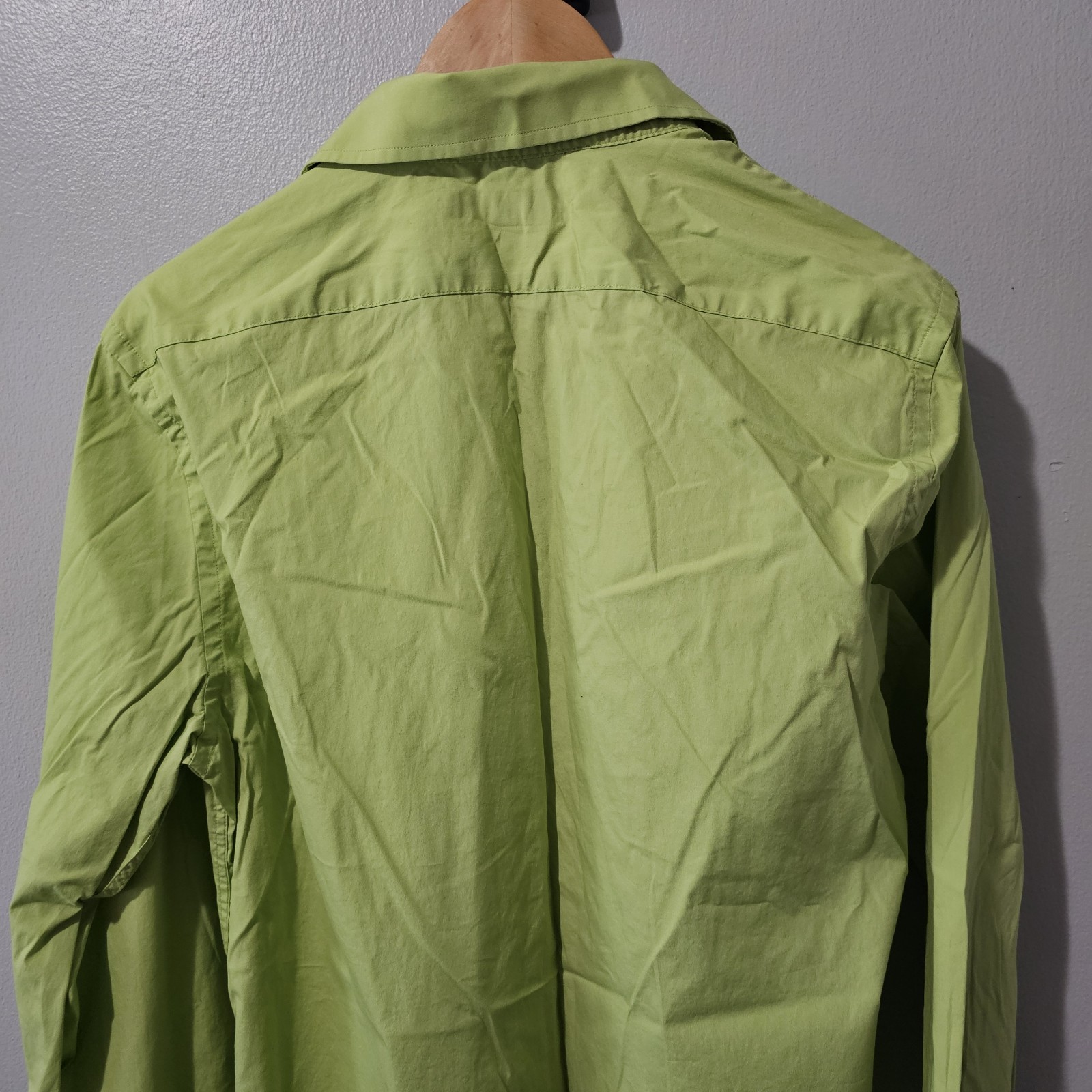 Express Stretch Solid Button Shirt Neon Green Dre… - image 11