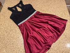 Crystal Doll Juniors Teen Girls Size 5 Black Burgundy Sequined Waist Party Dress