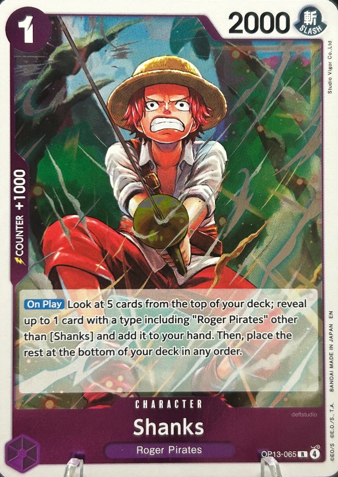 • Shanks • OP13-065 R Carrying On His Will Holo Foil One Piece TCG NM
