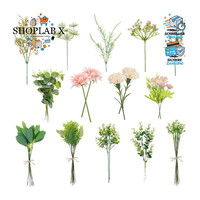 KüNstlicher Blumenstrauß Rosa 55 StüCk Eukalyptus Dekozweige FüR Hochzeit