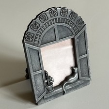 Sehr süßes Vintage Zinn? Bilderrahmen Fensterladen Design Katze Silhouette 