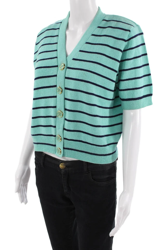 Cárdigan de mujer San Remo con botones manga corta cuello en V a rayas talla M Foto 2 de 4