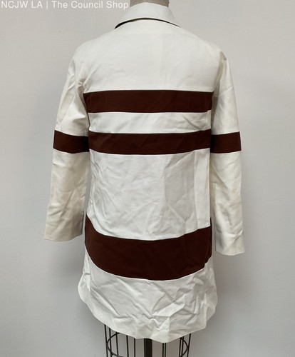 DAMAGED Gucci Women's White & Brown Bamboo Resin Button Coat Made in Italy - Picture 3 of 12