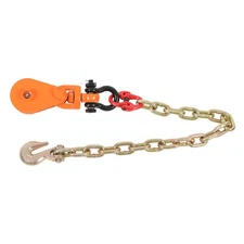 2 Ton 3" Snatch Block w/ 2FT Tow Chain Anchor Wrecker Flatbed Truck Car Carrier