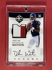 2017 Panini Limited /149 Deshaun Watson #114 RPA Rookie Patch Auto RC MINT