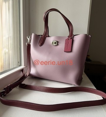 COACH Willow Tote 24 Leather Crossbody Bucket Bag Purse Handbag Purple NWT