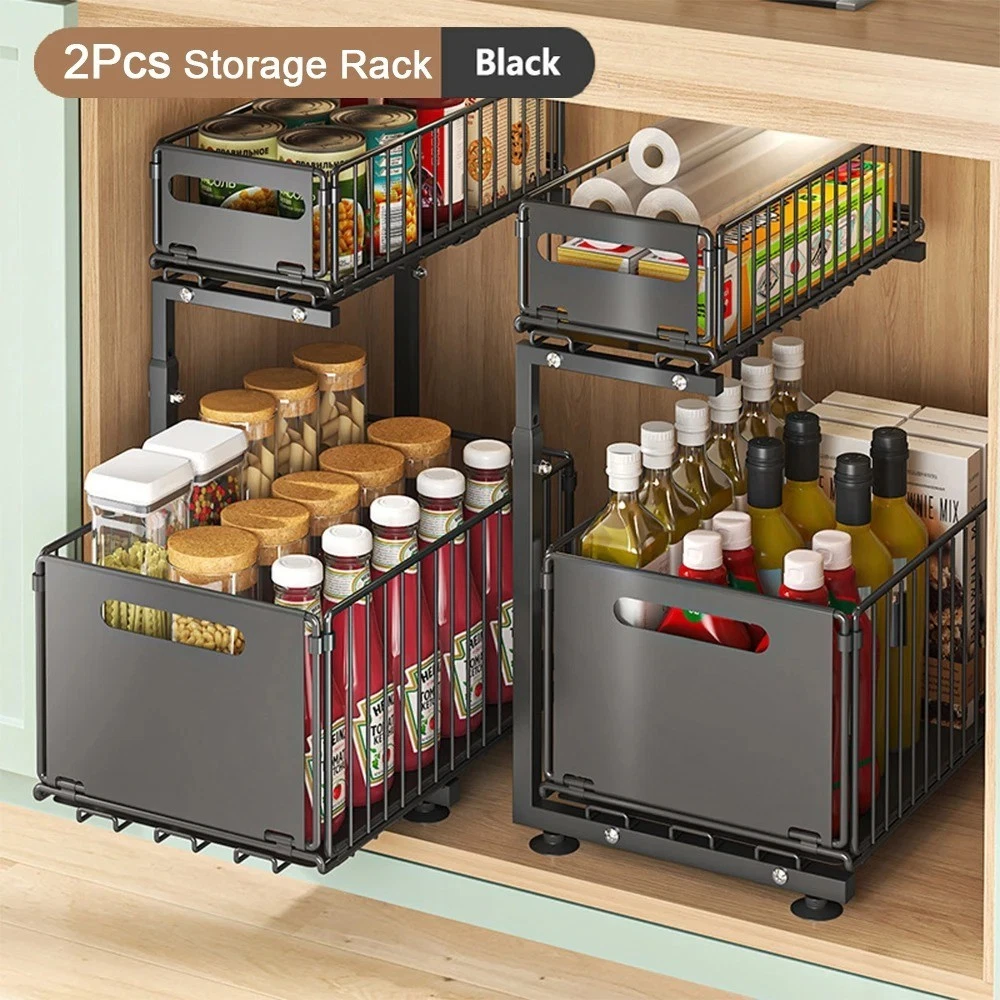 2-Tier Pull Out Cabinet Organizer Under Sink Adjustable Kitchen Storage Rack
Opens in a new window o