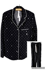 Victoria&rsquo;s Secret Modal Pajama Set Pants & Top Black Vs Logo Dot Sz S NWT Lounge