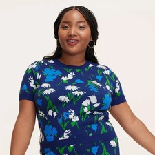 Mixed Floral Short Sleeve Crewneck Pullover Sweater - kate spade size small