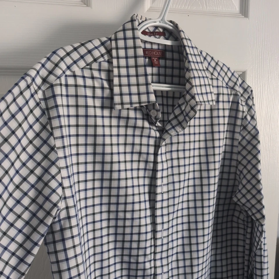 Camisa a Cuadros Red House Para Hombre Calce Ajustado Con Botones Manga Larga Med Foto 2 de 4