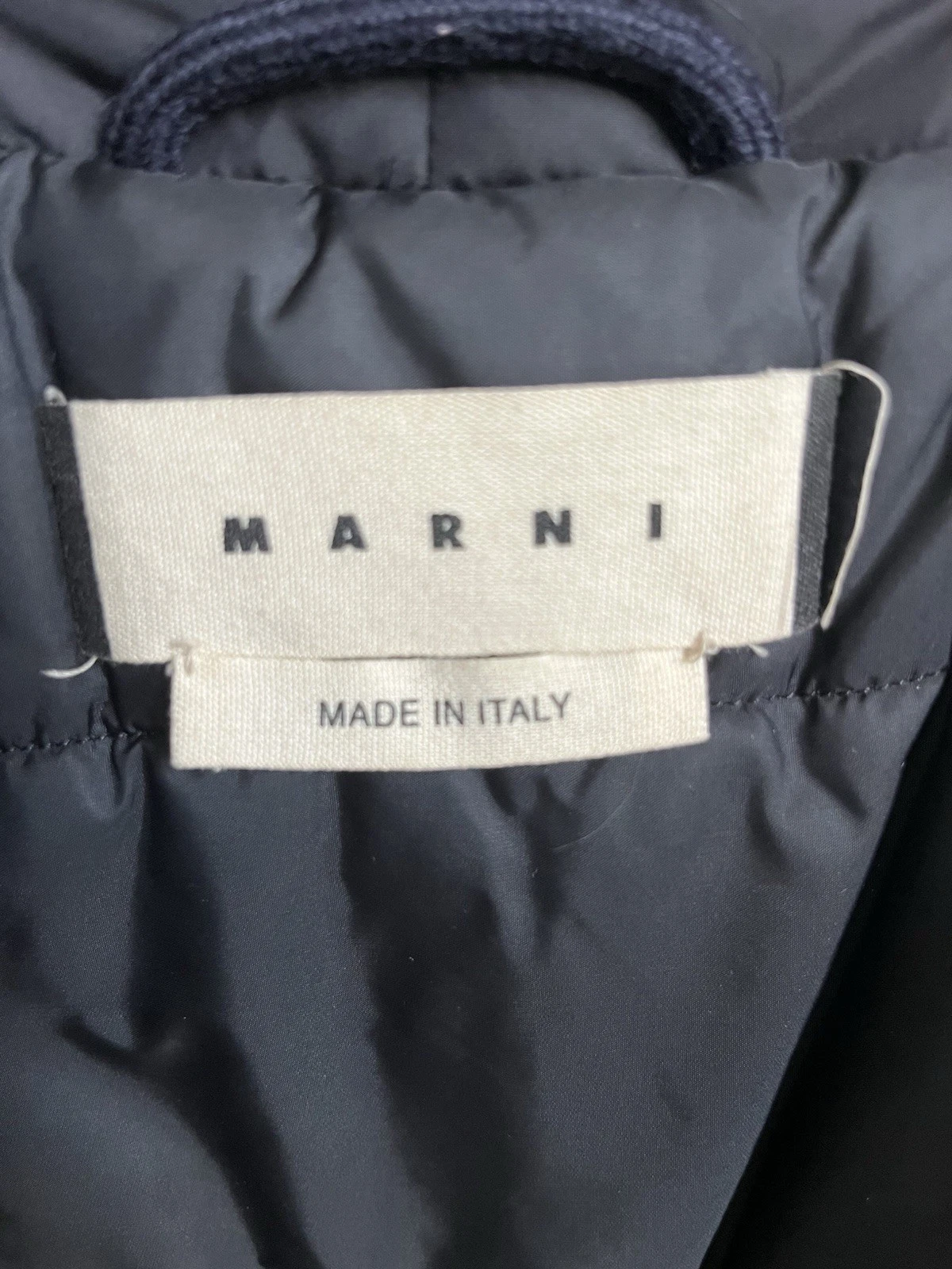Marni Navy Hooded Parka With Quilted Lining - product detail image 4