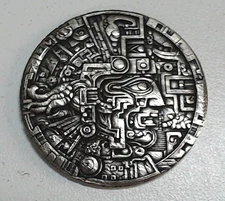 HOBO Montezuma Aztec Maya Made From A REAL Silver Mexican Un Peso SIGNED