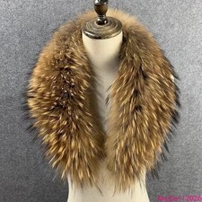 Women Jackets Hood Fur Shawl Raccoon Fur Scarf Women Fluffy Fur Collar For Coat