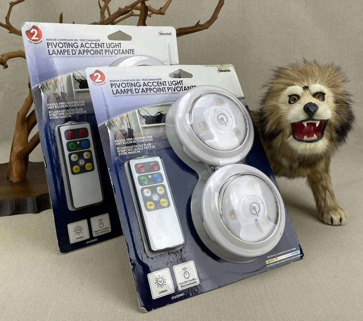 Westek Pivoting Accent Lights with Remotes Swivel Puck LED LPL622WRC