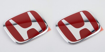 Genuine Style 2pcs Front Rear Red Badge Emblem For Fit 2009-2013