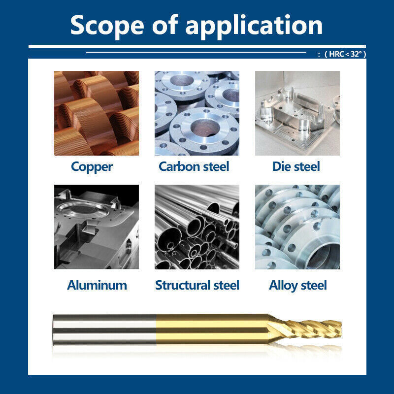 1PC/Set 4Flute 1.513mm TiN Coated End Mill HSS Milling Cutter Straight