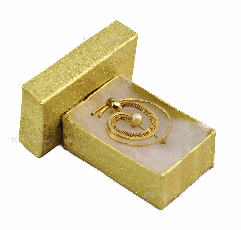Cotton Filled Jewelry Boxes Gold Color Gift Boxes for Jewelry Lots 20