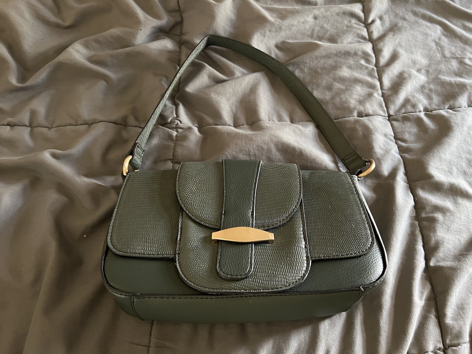 Time and Tru Womens Dark Green Mia Shoulder Handbag