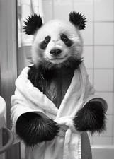 Panda in Bathrobe #1 - Cute Funny Animals - Poster