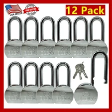 12 Pack Heavy Duty Long Lock Steel Maximum Protection Padlock with 3Keys