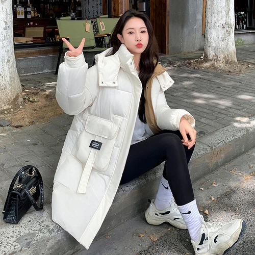 Mujeres Abrigo Cálido Suelto Largo Con Capucha Algodón Invierno Acolchado Parka Informal Prendas de abrigo Talla - Imagen 22 de 29
