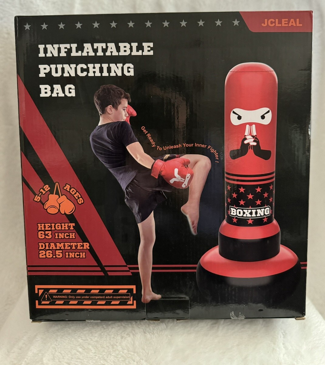 Boxing Gloves Punching Bag For Kids 63'' Inflatable Boxing Bag