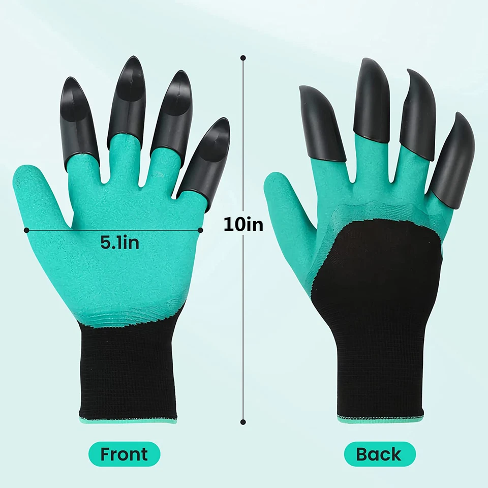 Gardening Digging Planting Pruning Tool Lawn Care 8 Claws Garden Genie Gloves US - Image 2 of 4