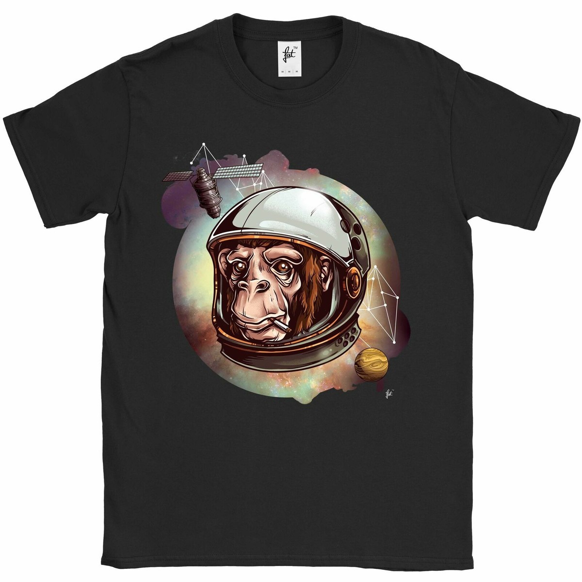 Monkey Smoking Cigarette In Space Wearing Spacesuit Mens T-Shirt